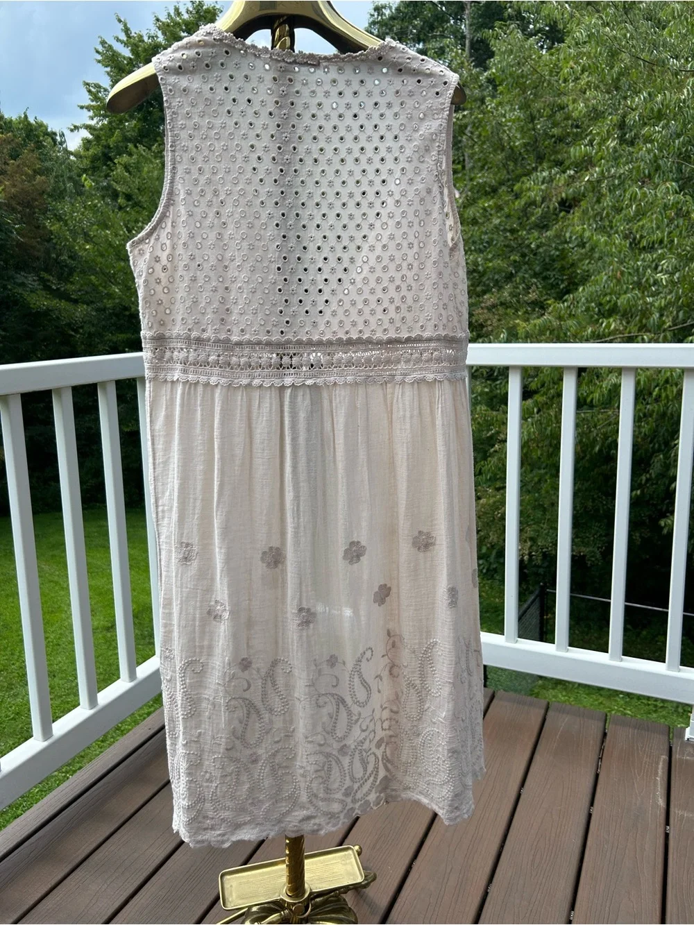 Valentina Naldi Embroidered Eyelet Top in beige